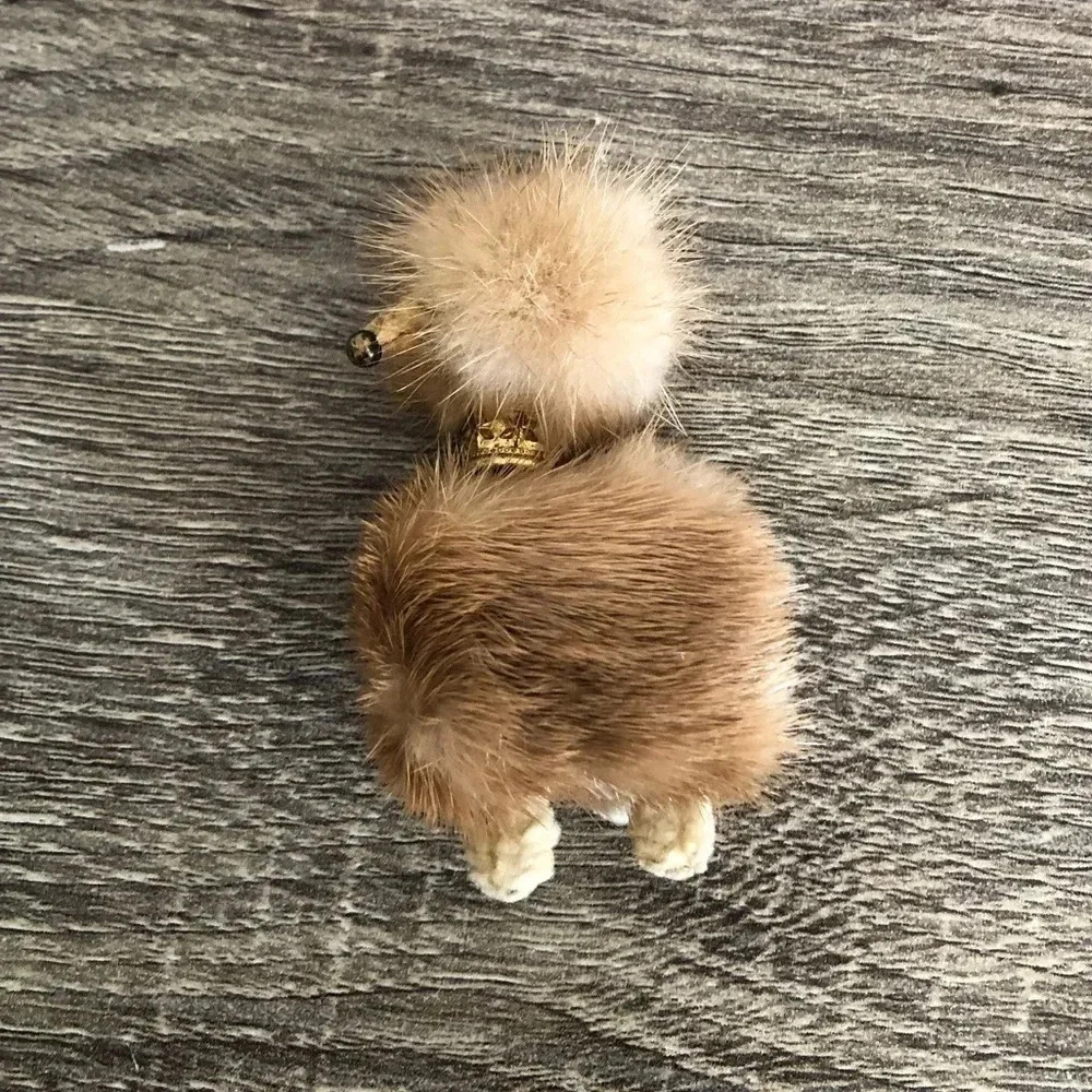 Vtg Handcrafted Fur Poodle Brooch